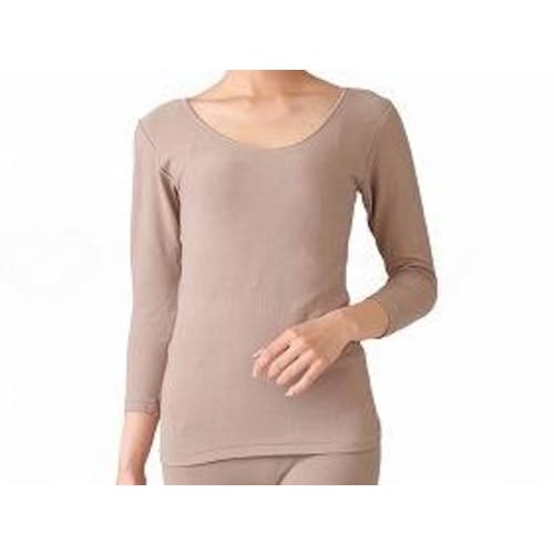 インナー 婦人8分袖シャツ ブラウン フリー×2