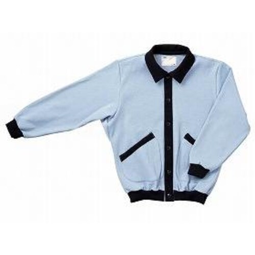 スクエアニット襟付前開き/サックス/L×2