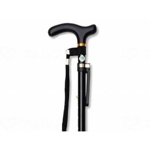 ツートンステッキ 10段階調整杖ピタ付/黒×金×2