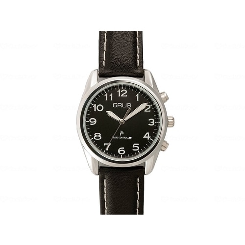 GRUS ボイス電波腕時計 ホワイト×ブラウン