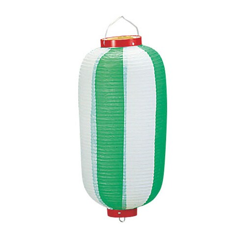ビニール提灯長型 《9号》 緑/白 b5