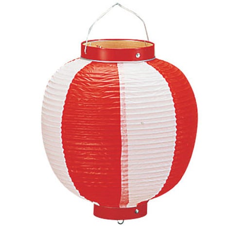 ビニール提灯丸型 《9号》 赤/白 b40
