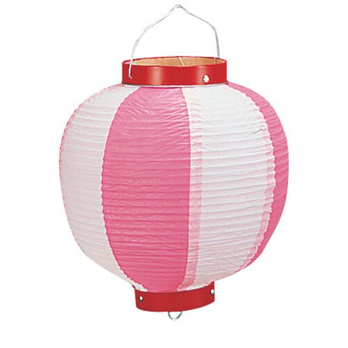 ビニール提灯丸型 《9号》 ピンク/白 b41