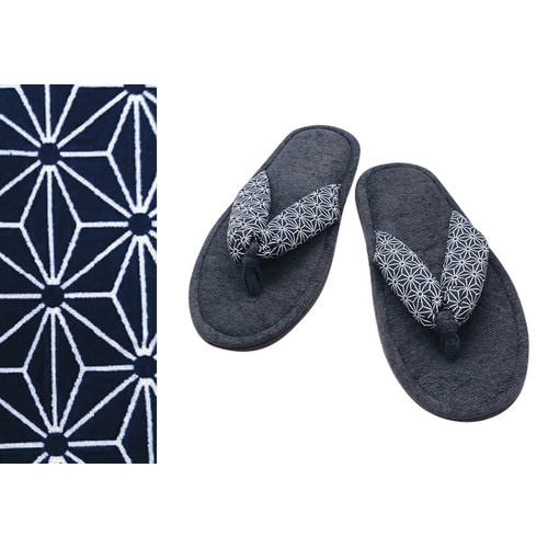 hanao スリッパ 麻の葉柄 青(10足入)