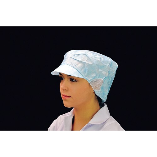 帯電帽 つば付(20枚) L ブルー 66111B