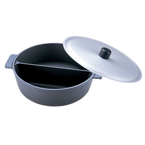 アルミ鍋のなべ 二槽式フッ素加工(蓋付) 27cm