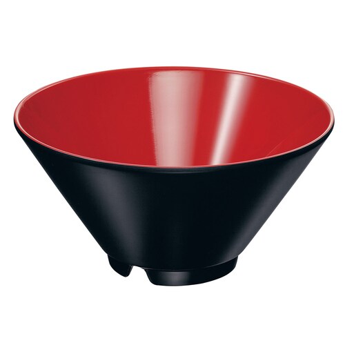 メラミン ヌードルボール 19cm 内朱外黒