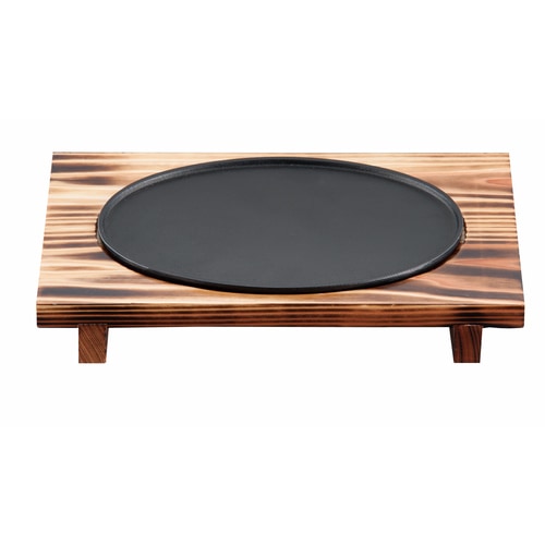 南部鉄器 ロイヤル小判皿(木台付)