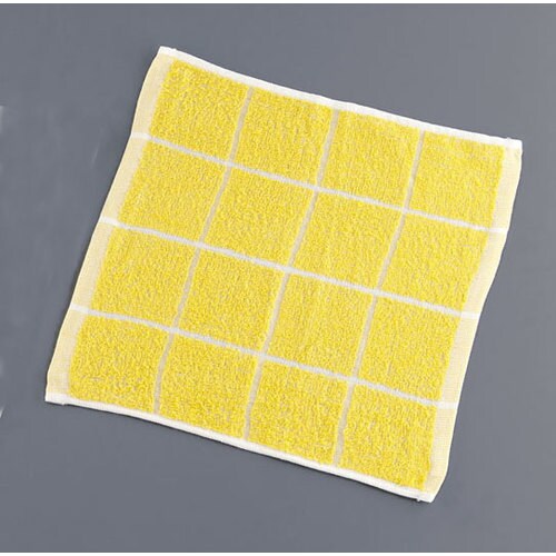 おしぼり 黄格子 80匁(12枚入)