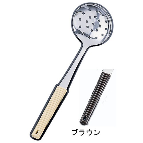 18−8味道楽 お玉 穴明 ブラウン