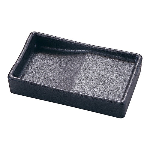 箸置き付長角醤油皿 黒銀いぶし塗