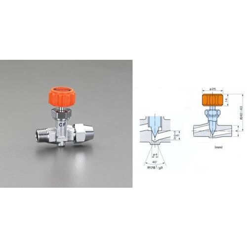 ニードルバルブ(フレアー) R1/4 ×8mm
