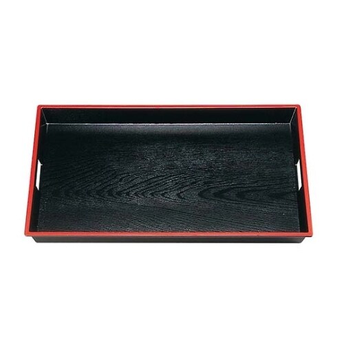 木目 脇取盆 SL 黒天朱 尺9