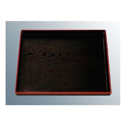 正角木目盆 黒天朱 尺0