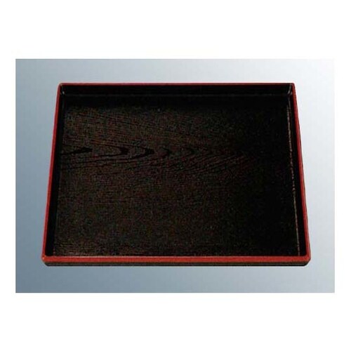 正角木目盆 黒天朱 尺1寸