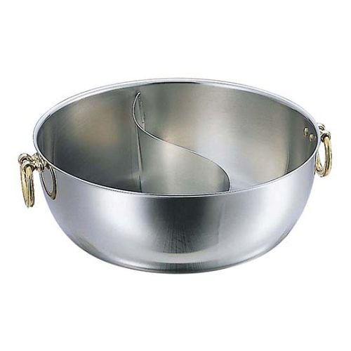 電磁 仕切 しゃぶしゃぶ鍋 真鍮柄(蓋)23cm