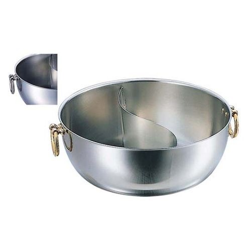 電磁 仕切 しゃぶしゃぶ鍋 ステン柄(蓋)25cm