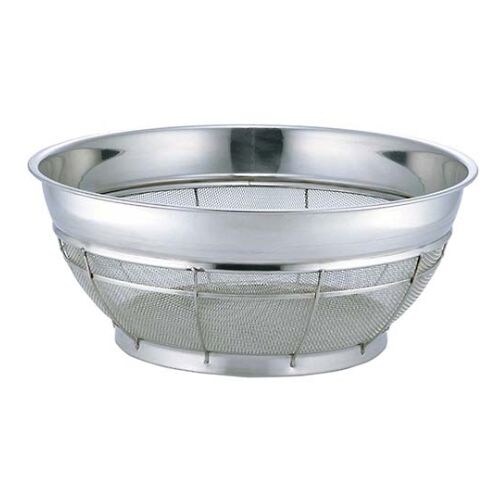 カラーバー付 浅型ザル 普通目 43cm 黄