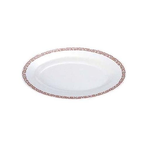 中華食器 瑞祥 小判皿 10インチ 外赤内白