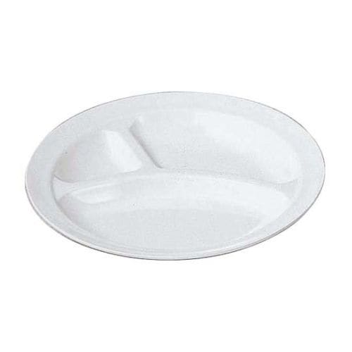 給食用食器 丸 ランチ皿 大 3ツ切 白