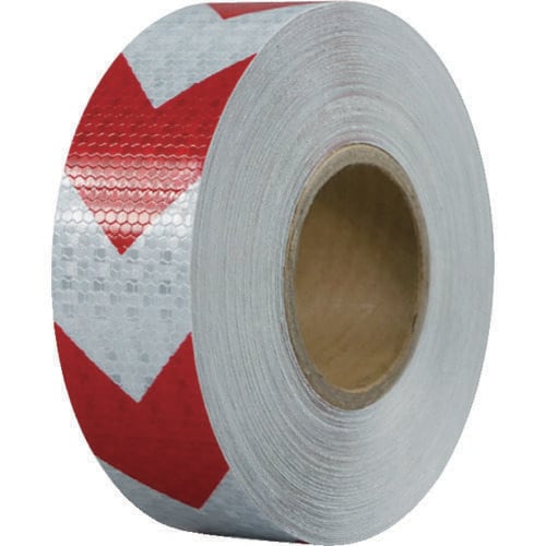 高輝度反射テープ 赤白矢印 幅50mm×50m