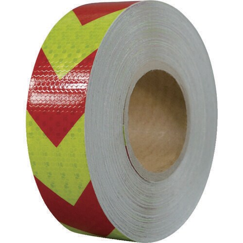 高輝度反射テープ 赤黄矢印 幅50mm×50m