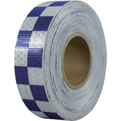 高輝度反射テープ 青白格子 幅50mm×50m