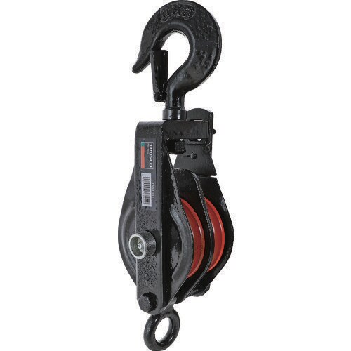 強力型滑車二車スナッチ フック型100mm