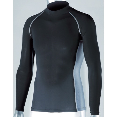 パワーストレッチ長袖ハイネックシャツ BK L