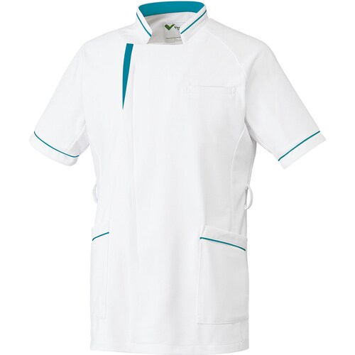 男性用ジャケットVEMG148 白×ターコイズ5L