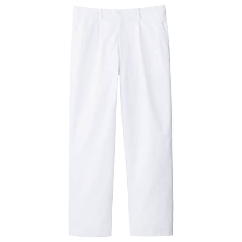 男子スラックス脇ポケット 厚地MH01下 白 LL