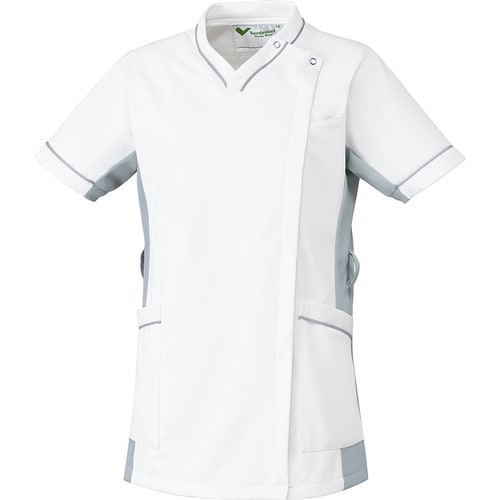 女性用スクラブ VEM121上 白×銀灰 M