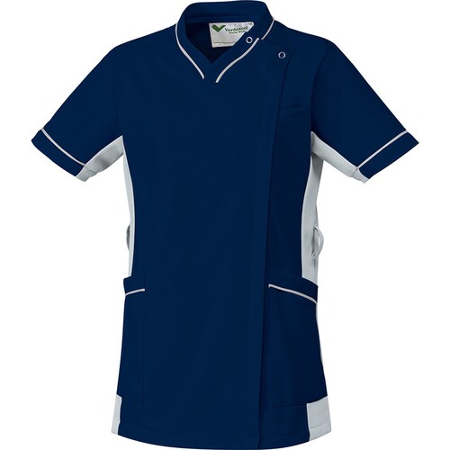 女性用スクラブ VEM123上 紺×銀灰 LL