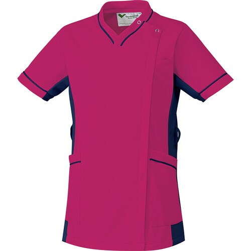 女性用スクラブ 上 ローズピンク×紺 3L