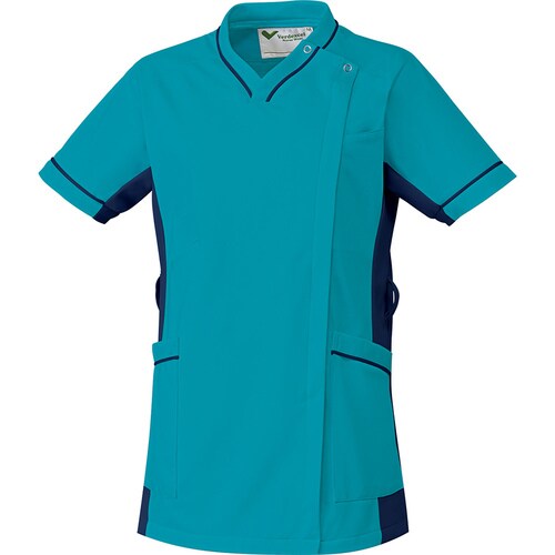 女性用スクラブVEM128上 ターコイズ×紺 LL