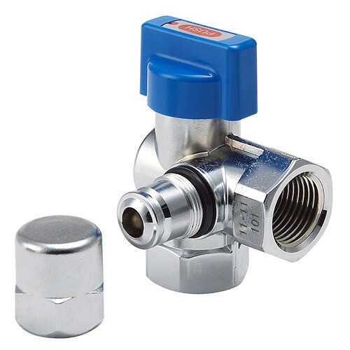 検査孔付L型ボール可とう管ガス栓