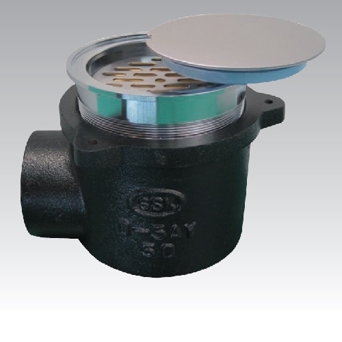 非防水用床排水トラップ横型掃除口(内部目皿付)