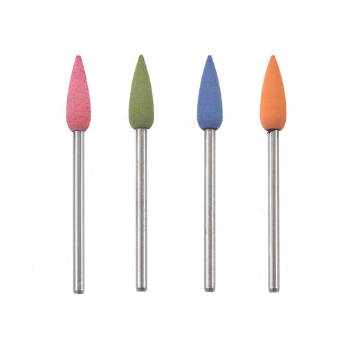 軸付きゴム砥石 4種セット(前仕上げから超仕上げ)