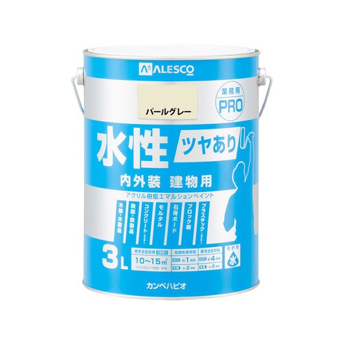 水性ツヤあり建物用PRO パールグレー 3L