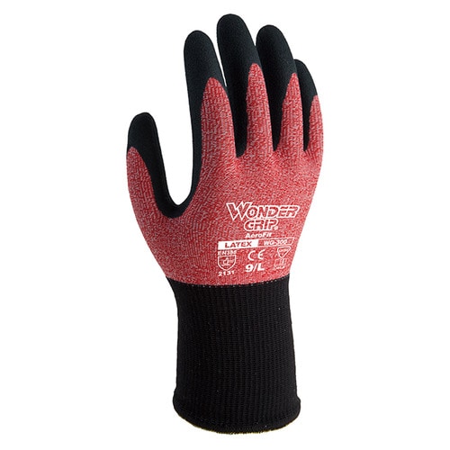 手袋WG−300エアロフィット13G赤L3双組5組