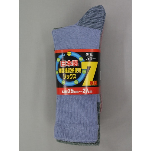 #2078−7P 消臭ソックス先丸カラー 7足組