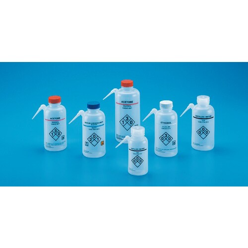 薬品識別洗浄瓶PE500ml 次亜塩素酸ナトリウム