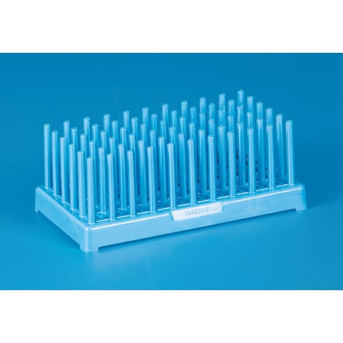 試験管ペッグラック PP製 孔数50 径16用 青