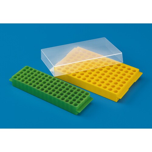 リバーシブルラック PP製 孔数96 蓋付 黄