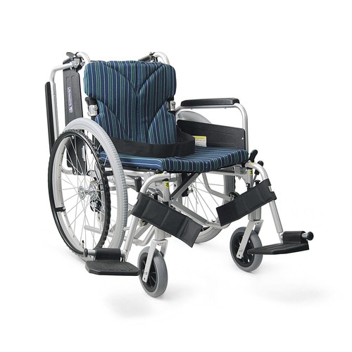 車いす(自走用・アルミ製)背折れ式 紺チェックA3