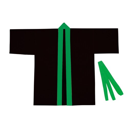 カラー不織布ハッピ 子供用J 黒(緑襟)