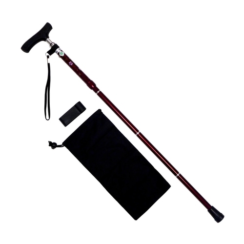 細型ネック折りたたみステッキ 花柄レッド