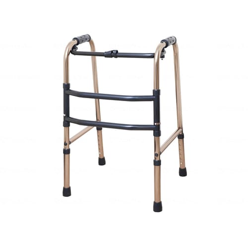 折りたたみ式歩行器 固定式/コンパクト/茶