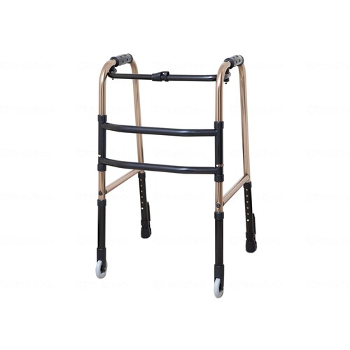 折りたたみ式歩行器 キャスターR/コンパクト/茶