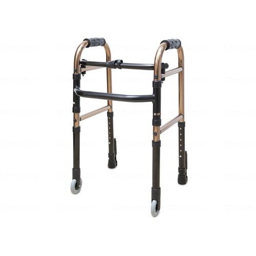 折りたたみ式歩行器 キャスターR ミニ 茶